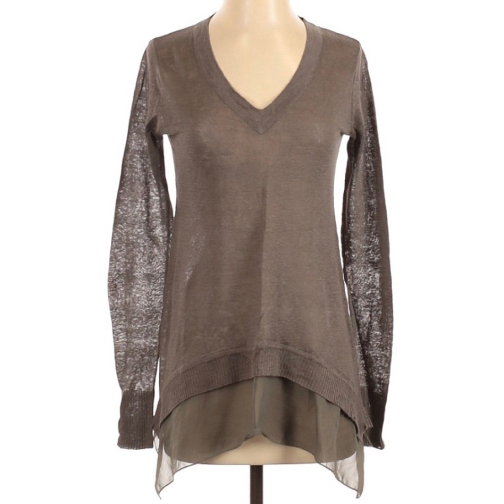 CENTRAL PARK WEST XS olive linen cardigan in excellent condition